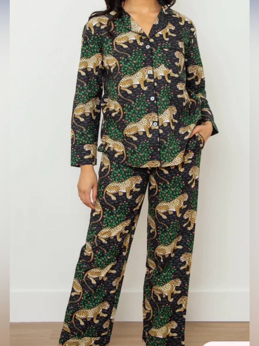 Leopard Print Button-Up PJs Top and Pants